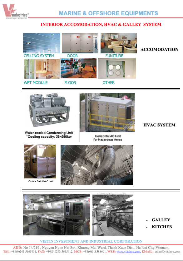 INTERIOR ACCOMODATION, HVAC & GALLEY  SYSTEM